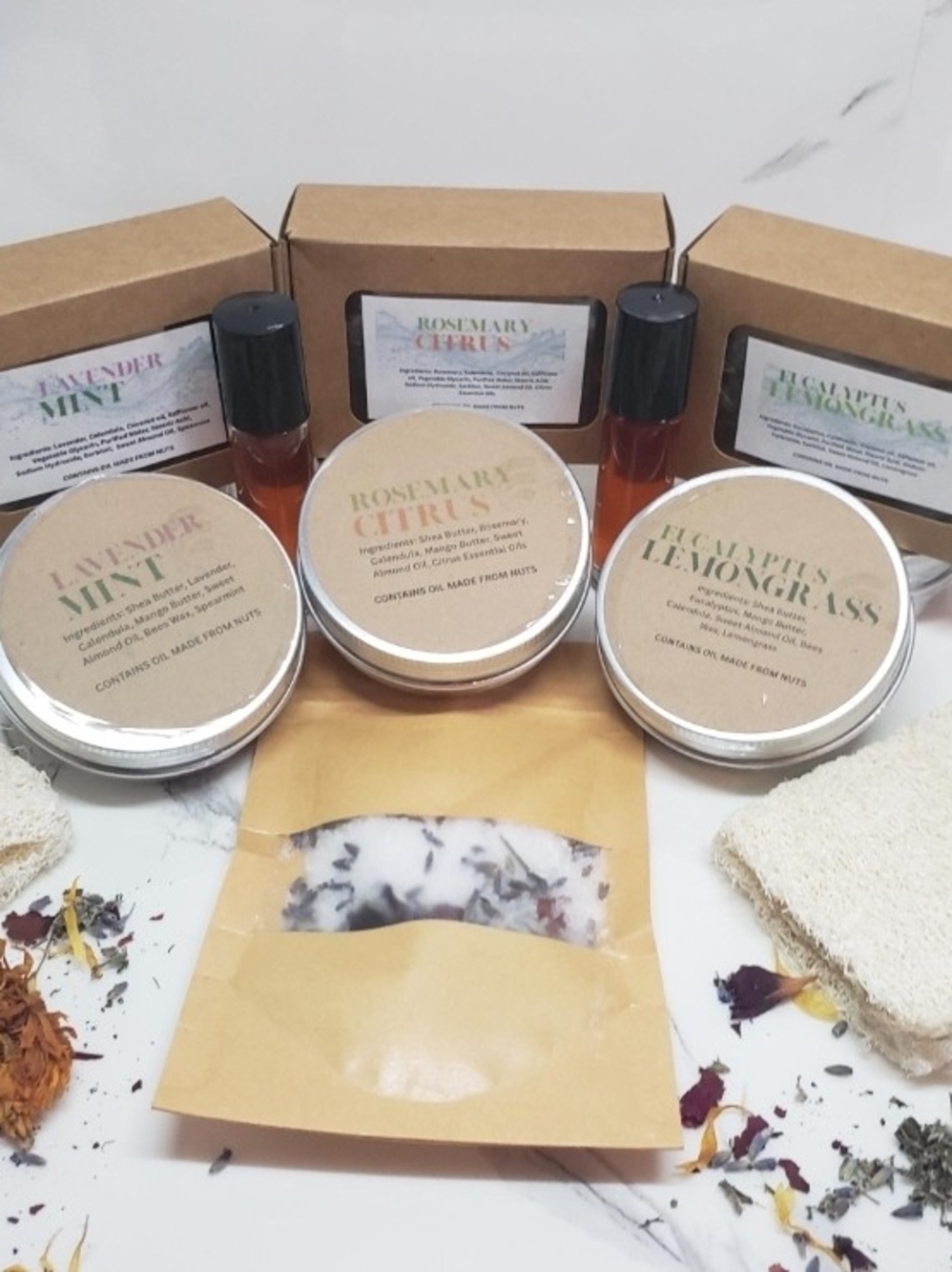 Handmade Bath & Body Set - Lavender Mint, Rosemary Citrus, Eucalyptus Lemongrass